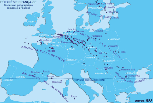 Polynésie française comparée à l'Europe